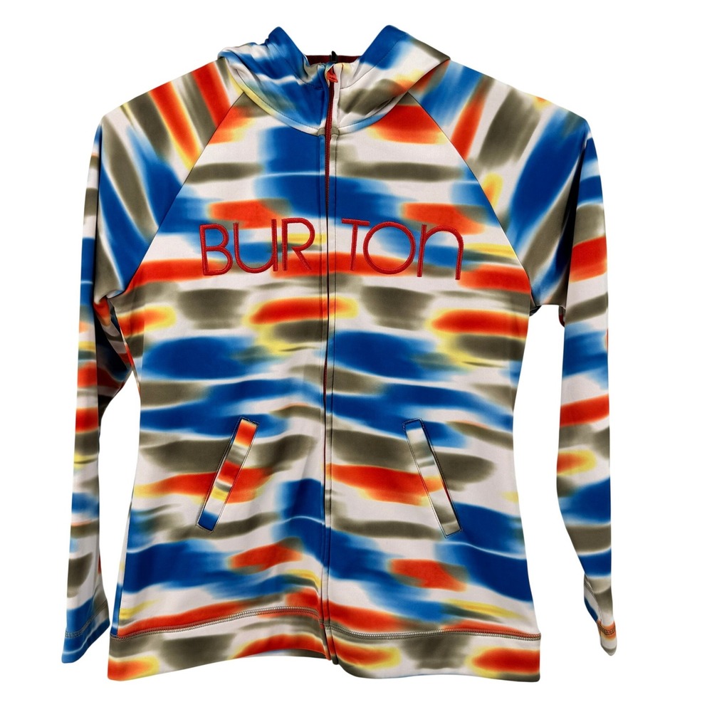 Burton Tie Dye Peak Hoodie Women XL Multicolor Fleece Zip Up Embroidered Logo